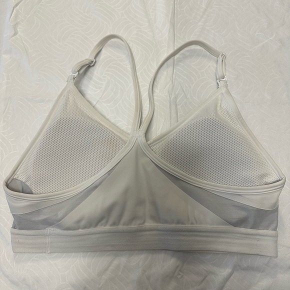 Nike White and Gray Racerback Sports Bra with Front Zipper - Picture 2 of 6
